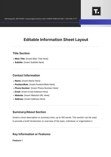 Free Editable Information Sheet Layout Template to Edit Online