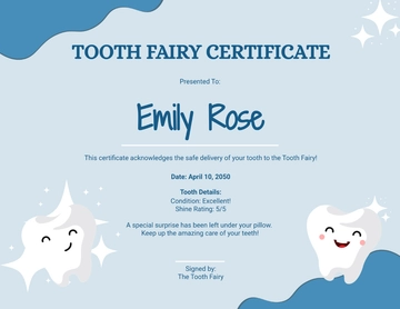Free Editable Tooth Fairy Certificate Template to Edit Online