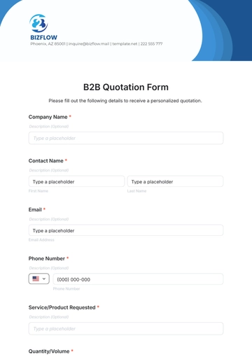 Free B2B Quotation Form Template to Edit Online