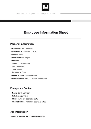 Free Employee Information Sheet Template to Edit Online