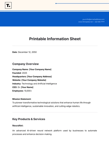 Free Printable Information Sheet Template to Edit Online