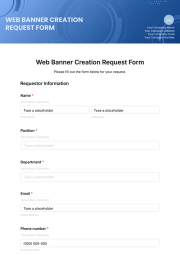 Free Web Banner Creation Request Form Template to Edit Online