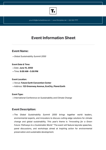 Free Event Information Sheet Template to Edit Online
