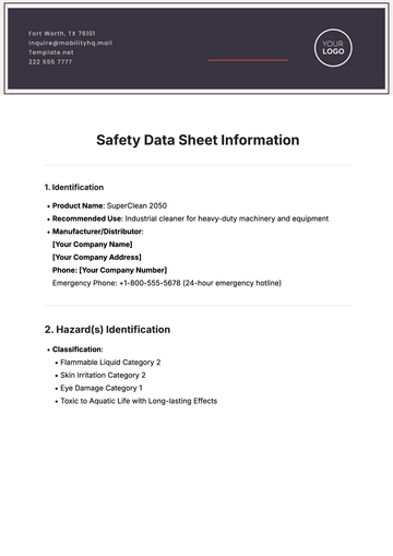 Free Safety Data Sheet Information Template to Edit Online