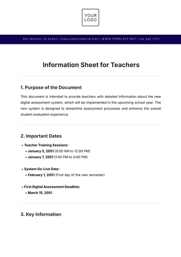 Free Information Sheet Template for Teachers to Edit Online