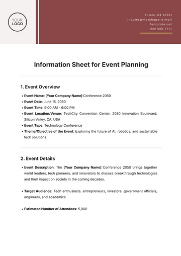 Free Information Sheet Template for Event Planning to Edit Online
