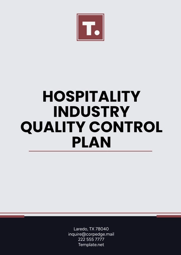 Free Hospitality Industry Quality Control Plan Template to Edit Online