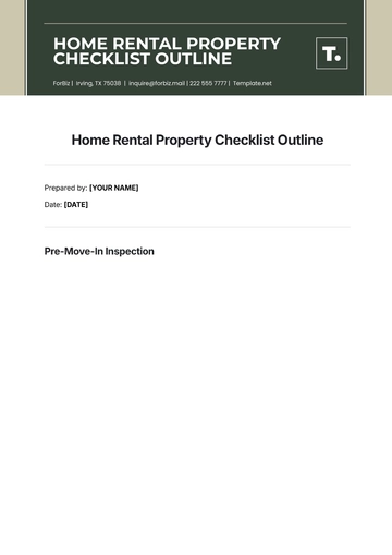Free Home Rental Property Checklist Outline Template to Edit Online