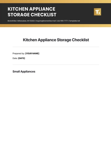 Free Kitchen Appliance Storage Checklist Template to Edit Online