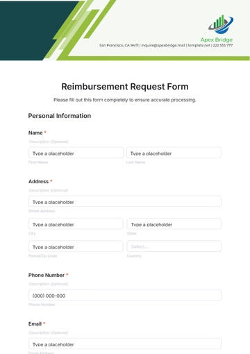 Free Reimbursement Request Form Template to Edit Online