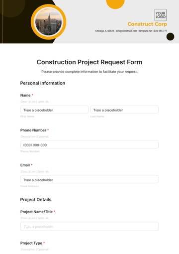 Free Construction Project Request Form Template to Edit Online