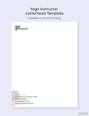 Yoga Instructor Letterhead Template