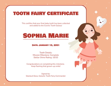 Free Tooth Fairy Certificate for Last Tooth Template to Edit Online