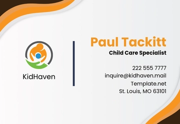 Free Child Care Visiting Card Template to Edit Online