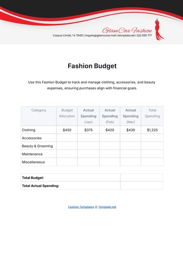 Free Fashion Budget Template to Edit Online