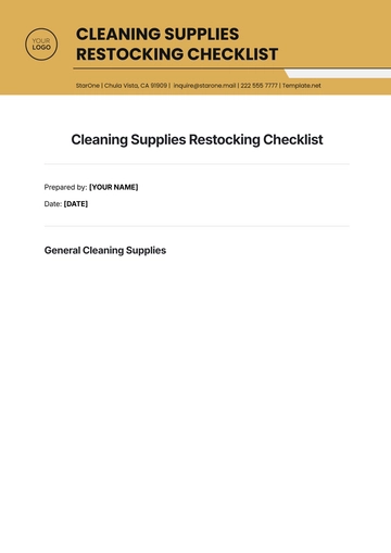 Free Cleaning Supplies Restocking Checklist Template to Edit Online