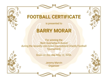 Free Aesthetic College Football Certificate Template to Edit Online