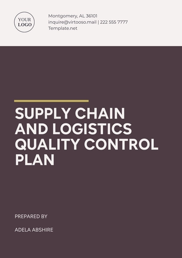Free Supply Chain and Logistics Quality Control Plan Template to Edit Online