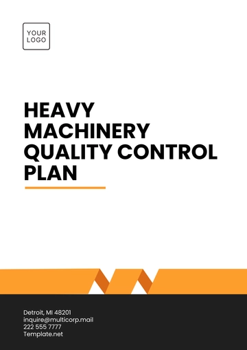 Free Heavy Machinery Quality Control Plan Template to Edit Online