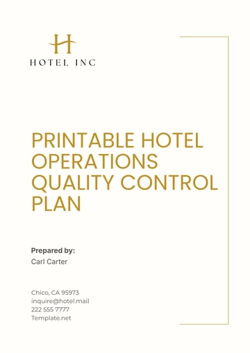 Free Printable Hotel Operations Quality Control Plan Template to Edit Online