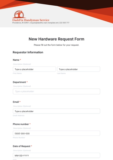Free New Hardware Request Form Template to Edit Online