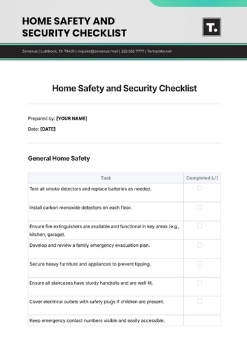 Free Home Safety and Security Checklist Template to Edit Online