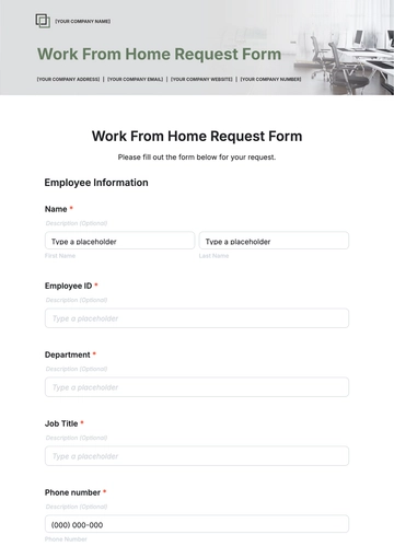Free Work From Home Request Form Template to Edit Online