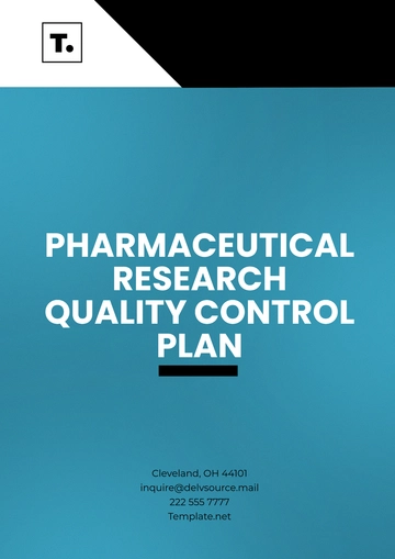 Free Pharmaceutical Research Quality Control Plan Template to Edit Online