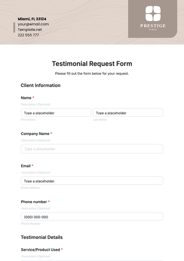 Free Testimonial Request Form Template to Edit Online