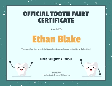 Free Official Tooth Fairy Certificate Template to Edit Online