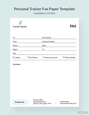 Personal Trainer Fax Paper Template