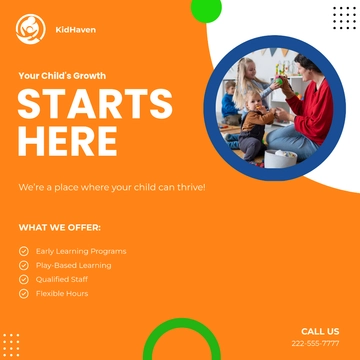 Free Child Care Social Media Post Template to Edit Online