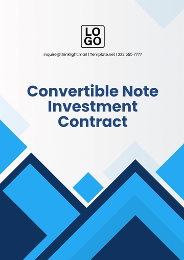 Free Convertible Note Investment Contract Template to Edit Online