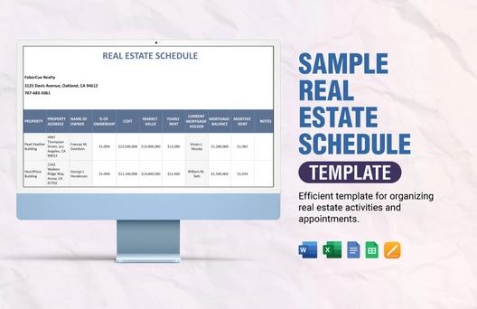 Sample Real Estate Schedule Template