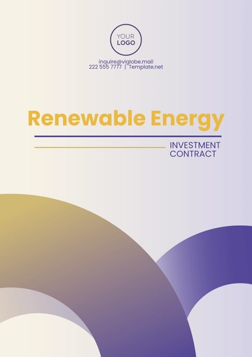 Free Renewable Energy Investment Contract Template to Edit Online