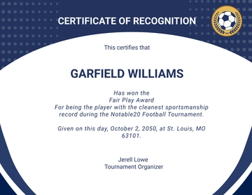 Free Football Certificate with Logo Template to Edit Online