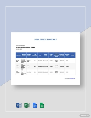Blank Real Estate Schedule Template