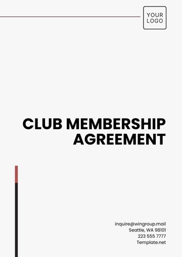 Free Club Membership Agreement Template to Edit Online