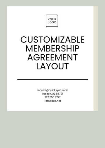Free Customizable Membership Agreement Layout Template to Edit Online