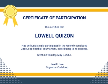 Free Custom Football Certificate Template to Edit Online