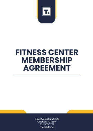 Free Fitness Center Membership Agreement Template to Edit Online