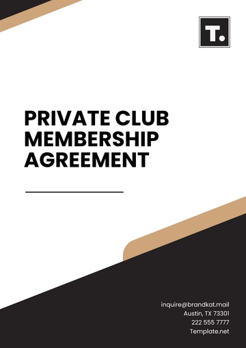 Free Private Club Membership Agreement Template to Edit Online