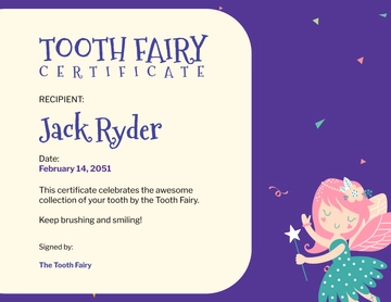 Free Blank Tooth Fairy Certificate Template to Edit Online