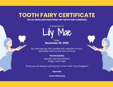 Free Personalized Tooth Fairy Certificate Template to Edit Online
