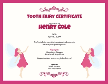 Free Tooth Fairy Certificate Border Design Template to Edit Online