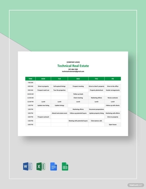 Real Estate Agent Schedule Template