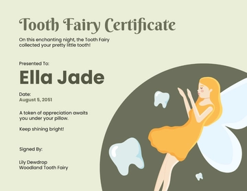 Free Muted Colors Tooth Fairy Certificate Template to Edit Online