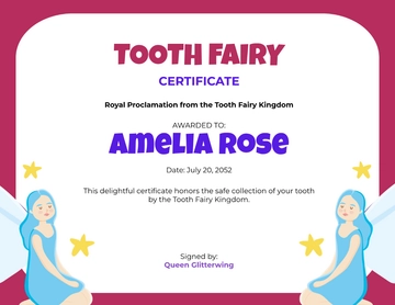 Free Tooth Fairy Certificate Background Template to Edit Online