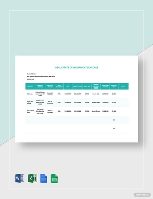 Real Estate Development Schedule Template