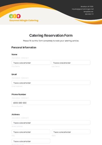 Free Catering Reservation Form Template to Edit Online